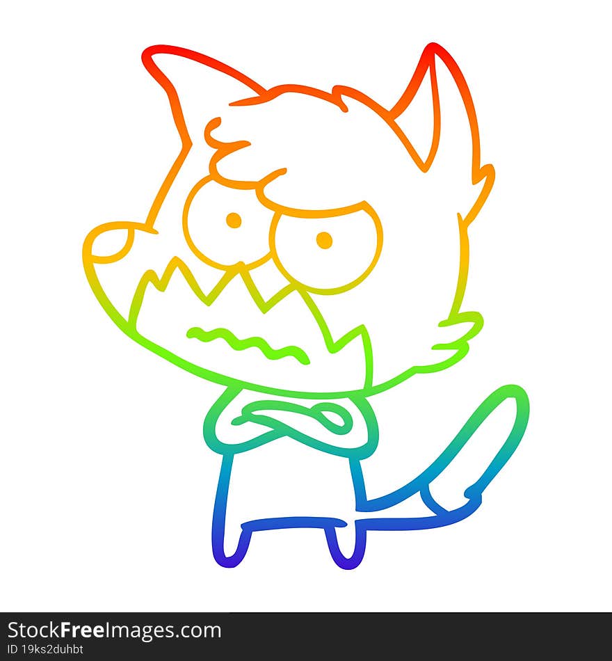 rainbow gradient line drawing cartoon annoyed fox