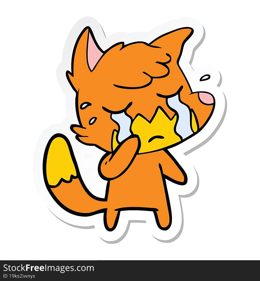 sticker of a crying fox cartoon