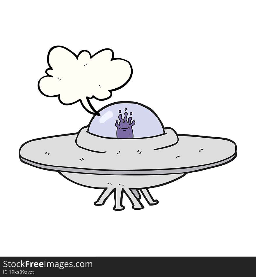 freehand drawn speech bubble cartoon flying saucer