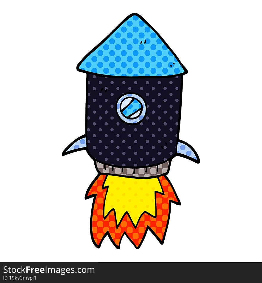 cartoon doodle space rocket