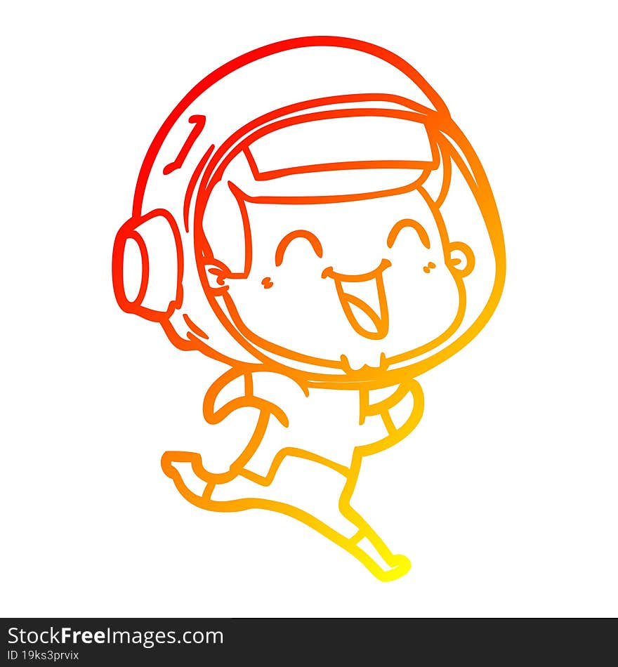 warm gradient line drawing of a happy cartoon astronaut