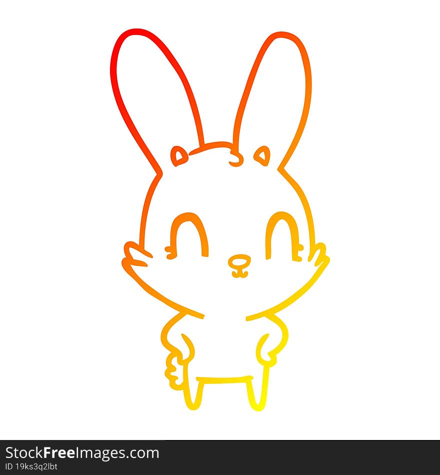 Warm Gradient Line Drawing Cute Cartoon Rabbit