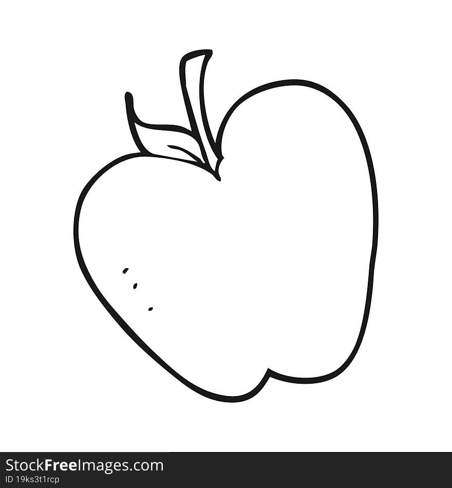 freehand drawn black and white cartoon apple