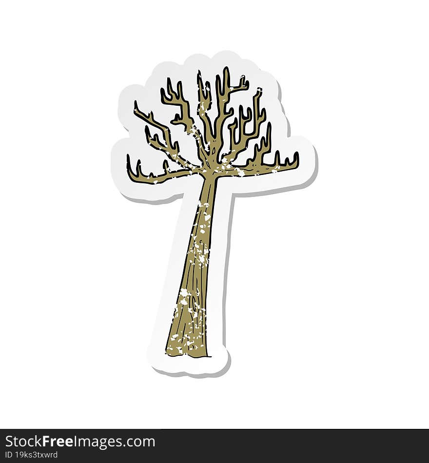 Retro Distressed Sticker Of A Cartoon Winter Tree