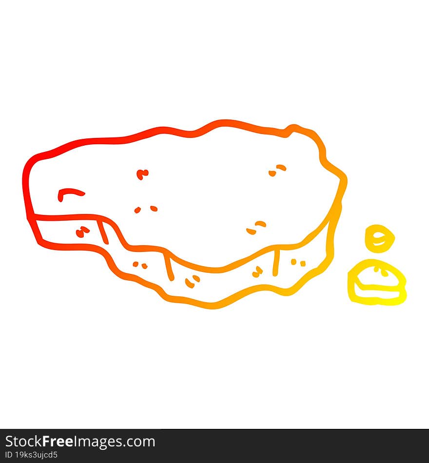 warm gradient line drawing cartoon old rock