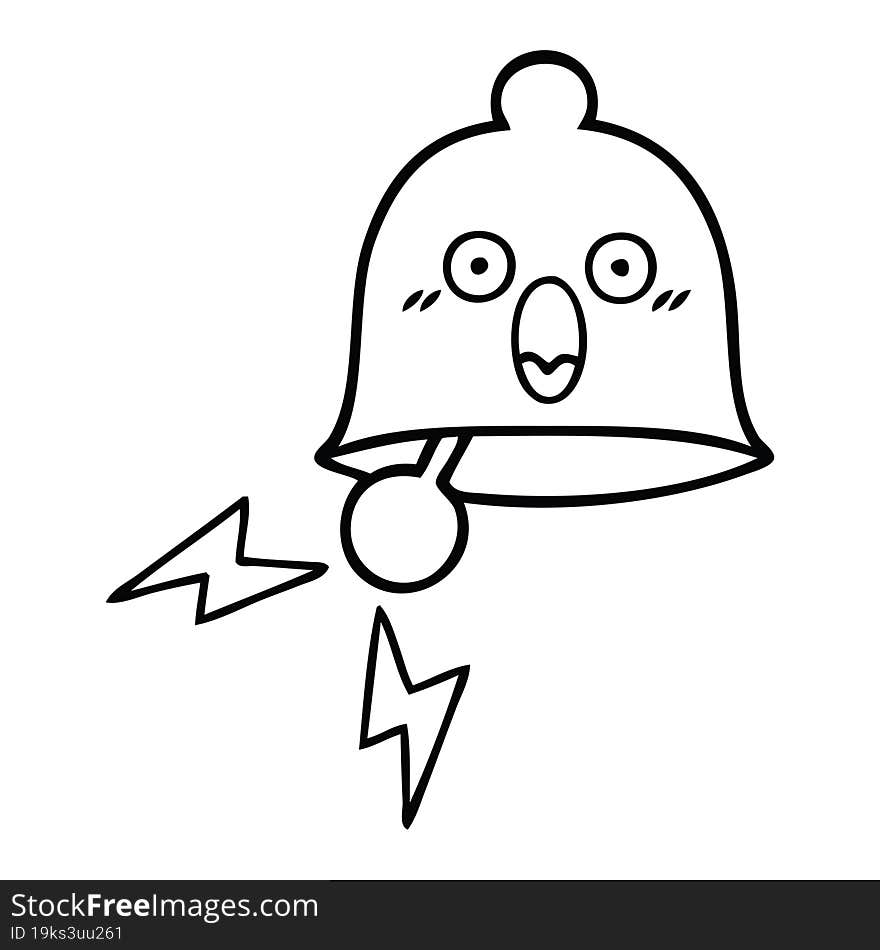 line drawing cartoon of a ringing bell