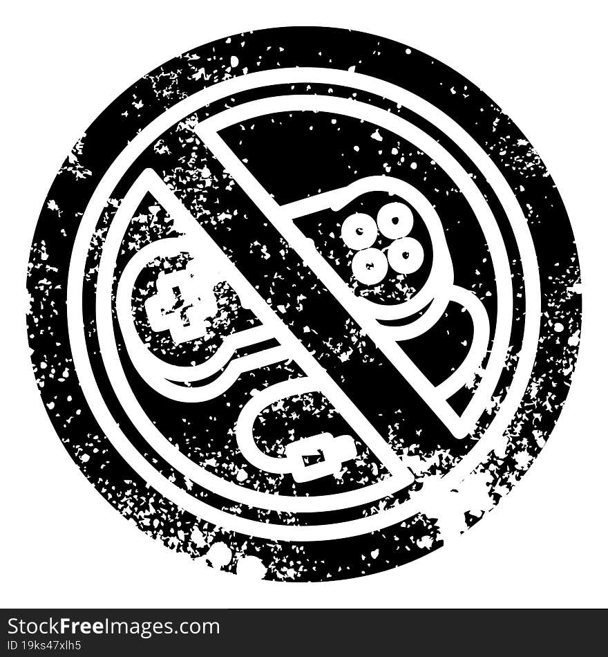 no gaming distressed icon