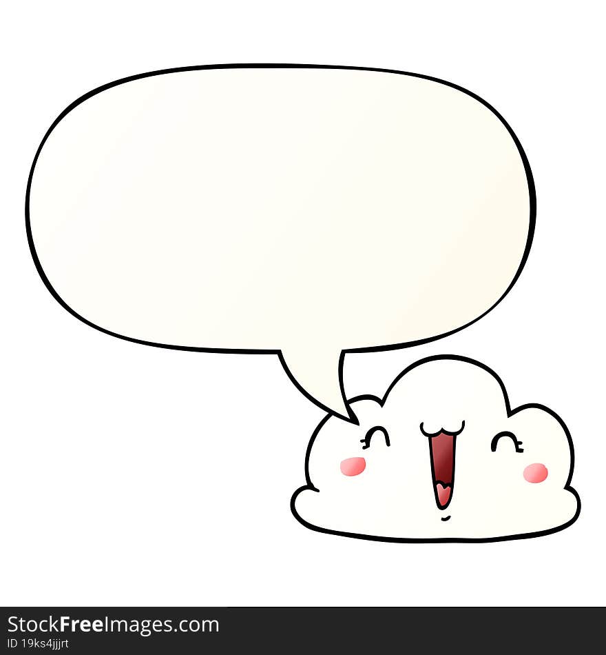 cute cartoon cloud and speech bubble in smooth gradient style