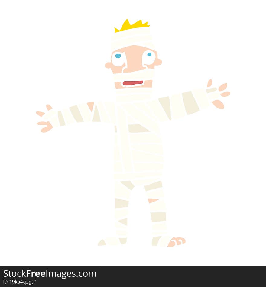 Flat Color Illustration Cartoon Man In Bandages