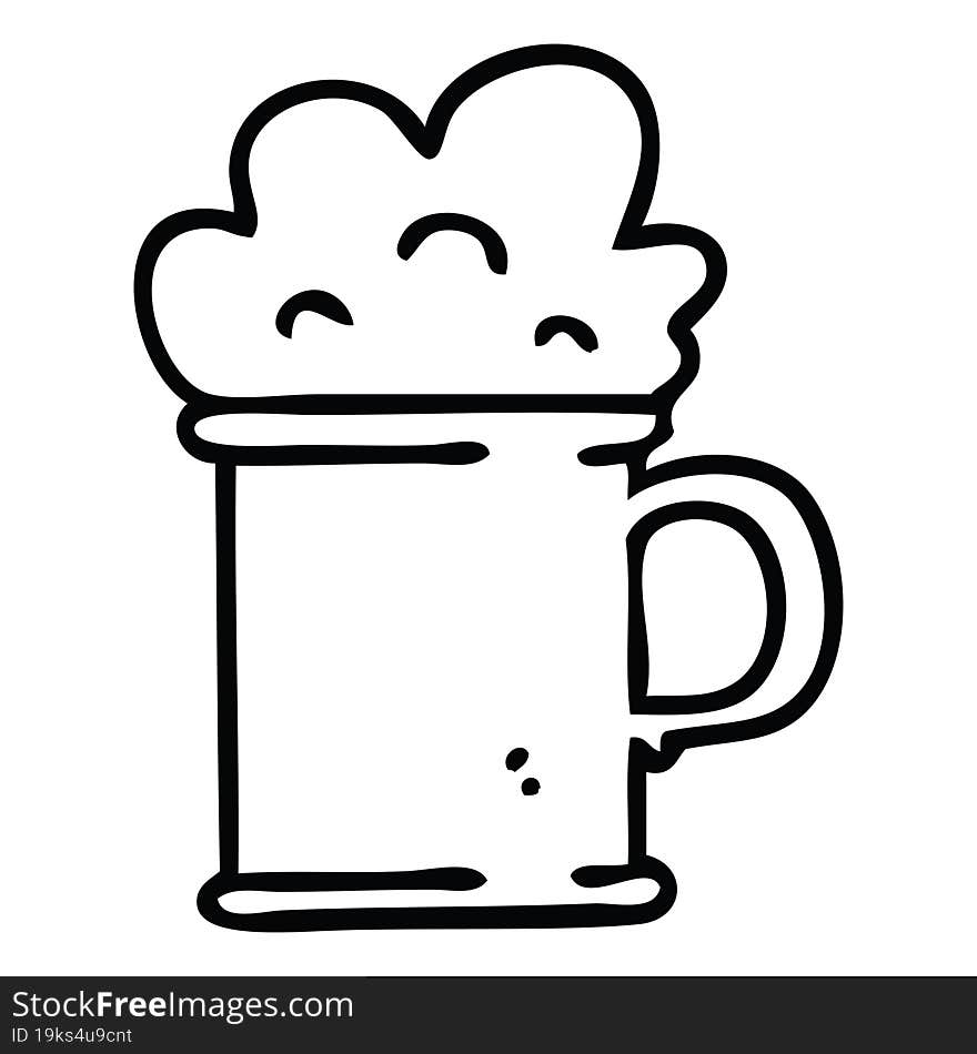 Quirky Line Drawing Cartoon Tankard Of Beer