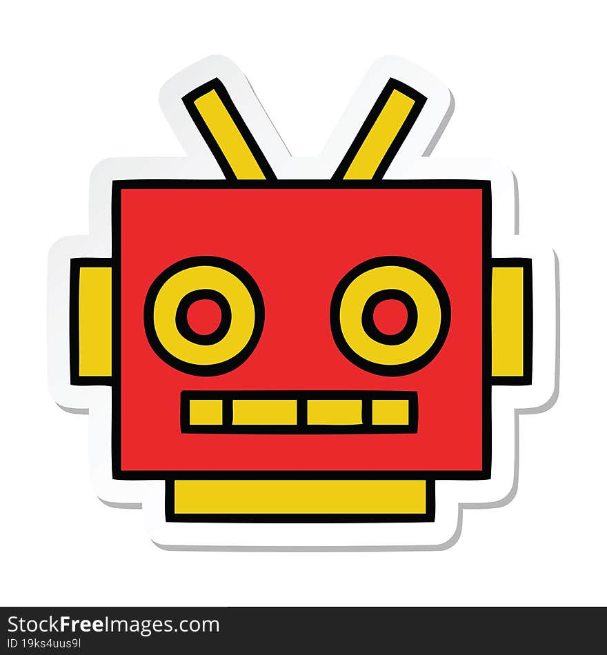 sticker of a cute cartoon robot head