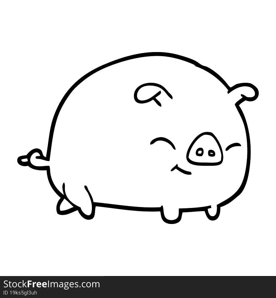 black and white cartoon pig