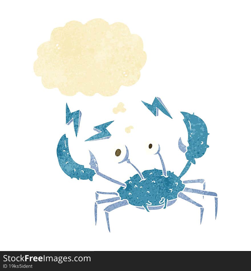 cartoon crab with thought bubble