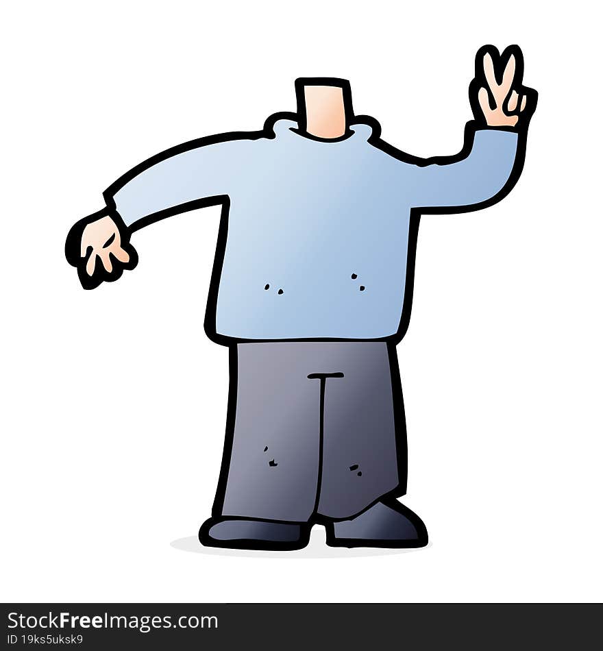 Cartoon Body Giving Peace Sign (mix And Match Cartoons Or Add Own Photos