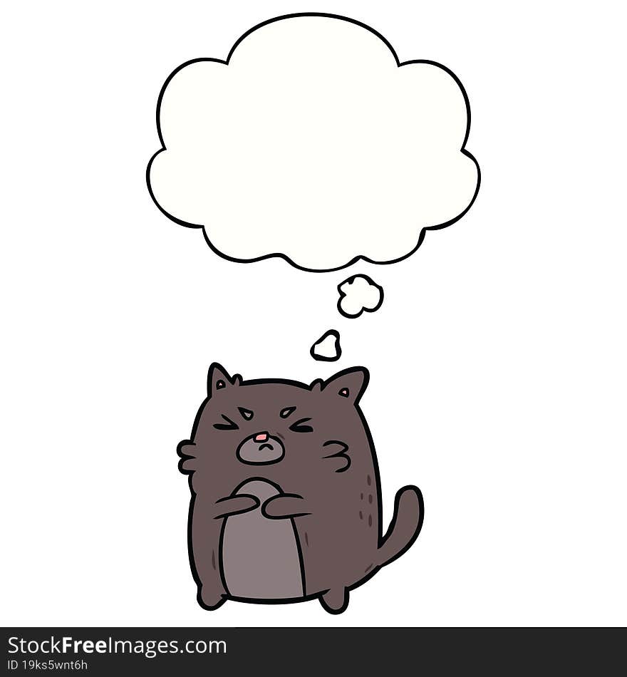 Cartoon Angry Cat And Thought Bubble