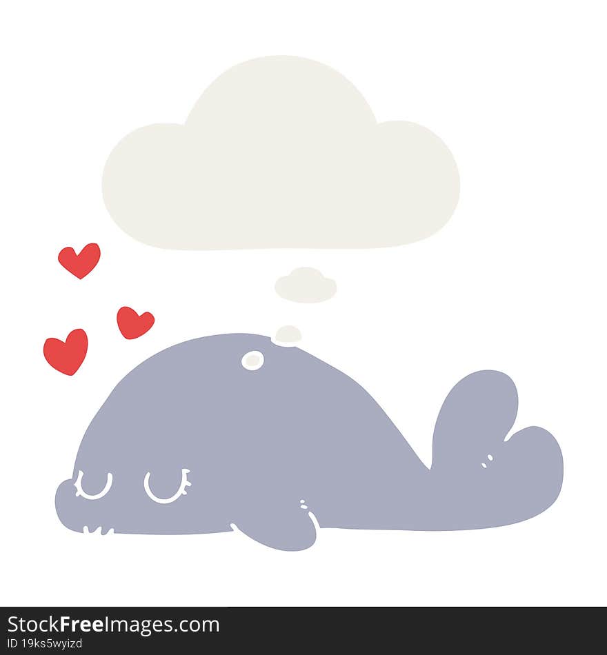 cute cartoon dolphin and thought bubble in retro style