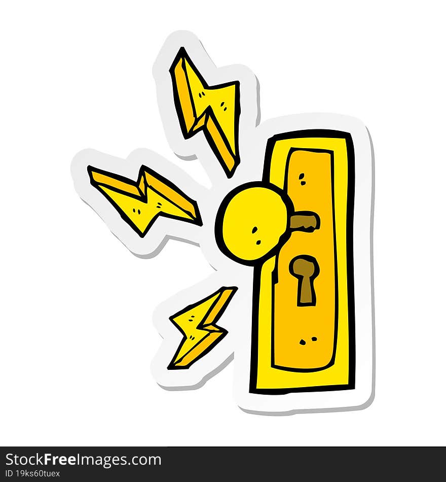 sticker of a cartoon door knob