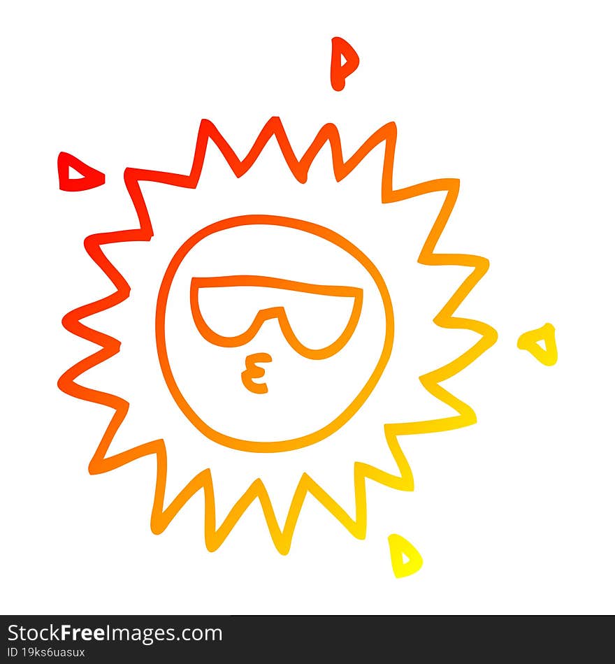 warm gradient line drawing cartoon sun