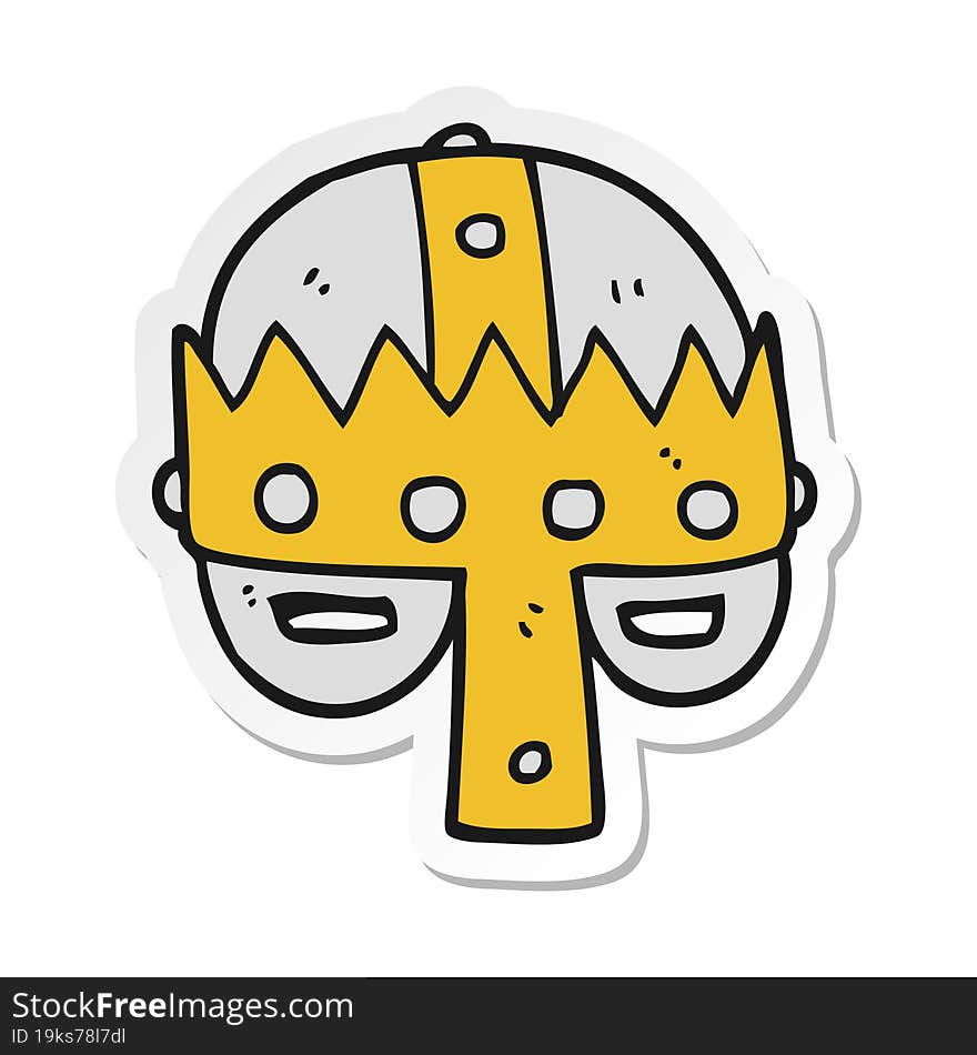 sticker of a cartoon medieval helmet