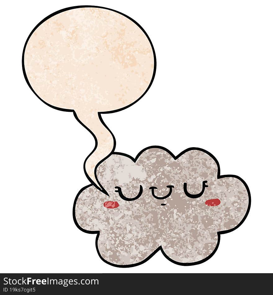 Cute Cartoon Cloud And Speech Bubble In Retro Texture Style