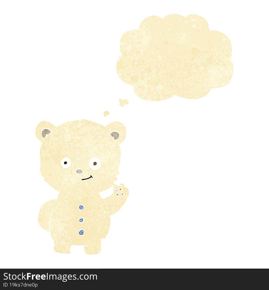 cartoon polar bear cub with thought bubble