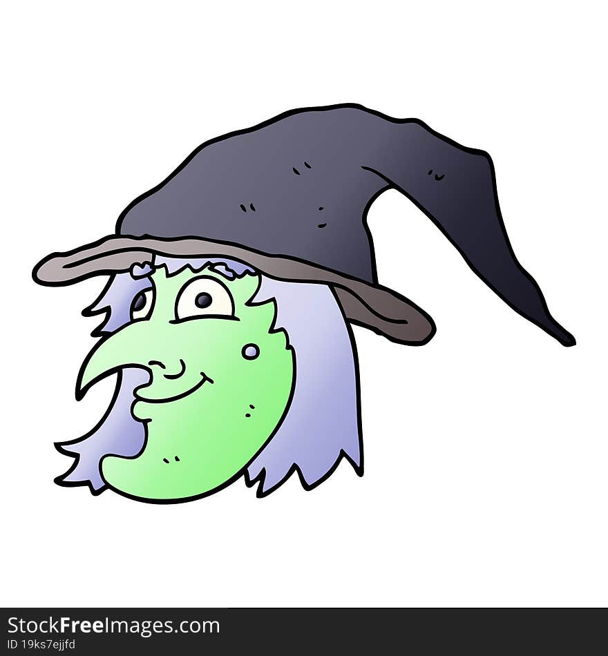 cartoon doodle witch face