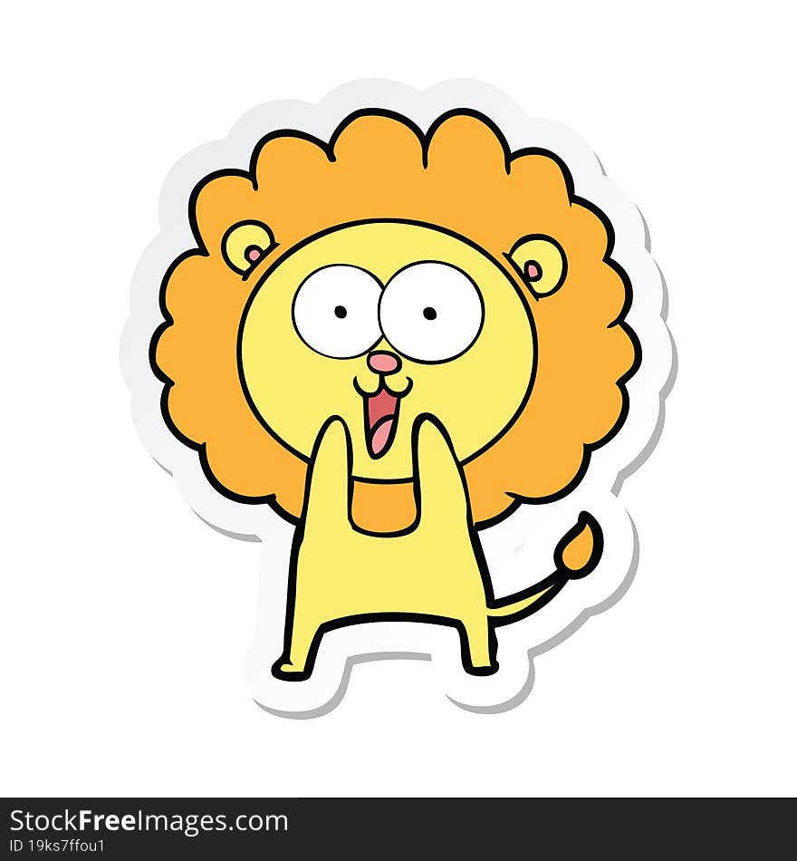 sticker of a happy cartoon lion