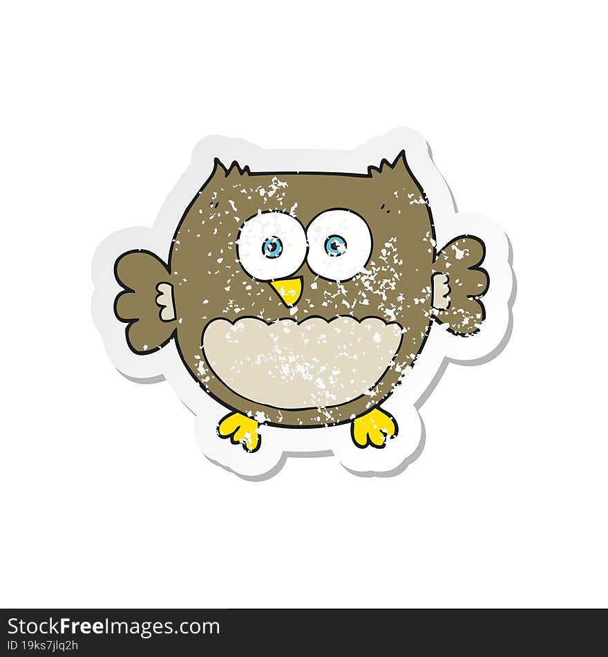 Retro Distressed Sticker Of A Cartoon Owl