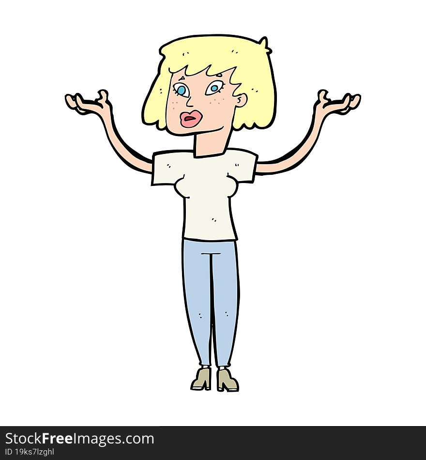 cartoon woman holding up hands