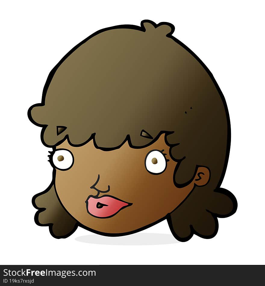 cartoon female face with surprised expression