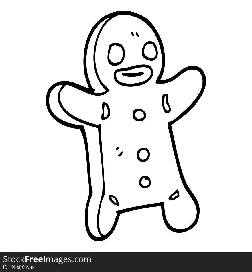 line drawing cartoon gingerbread man