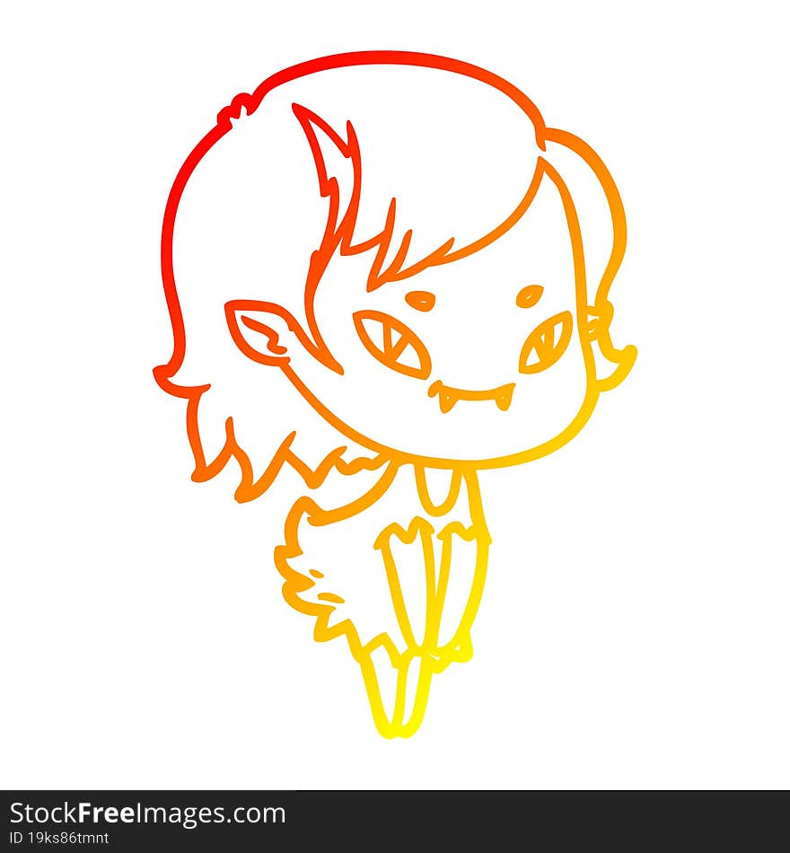 warm gradient line drawing cartoon friendly vampire girl