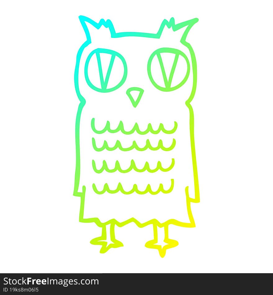 cold gradient line drawing cartoon owl