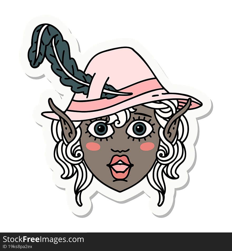 elf bard character face sticker