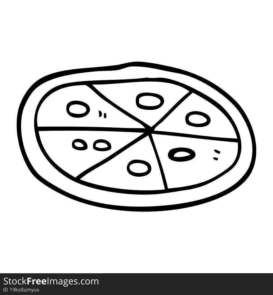 line drawing cartoon pizza