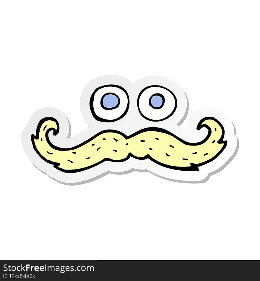 sticker of a cartoon eyes and mustache