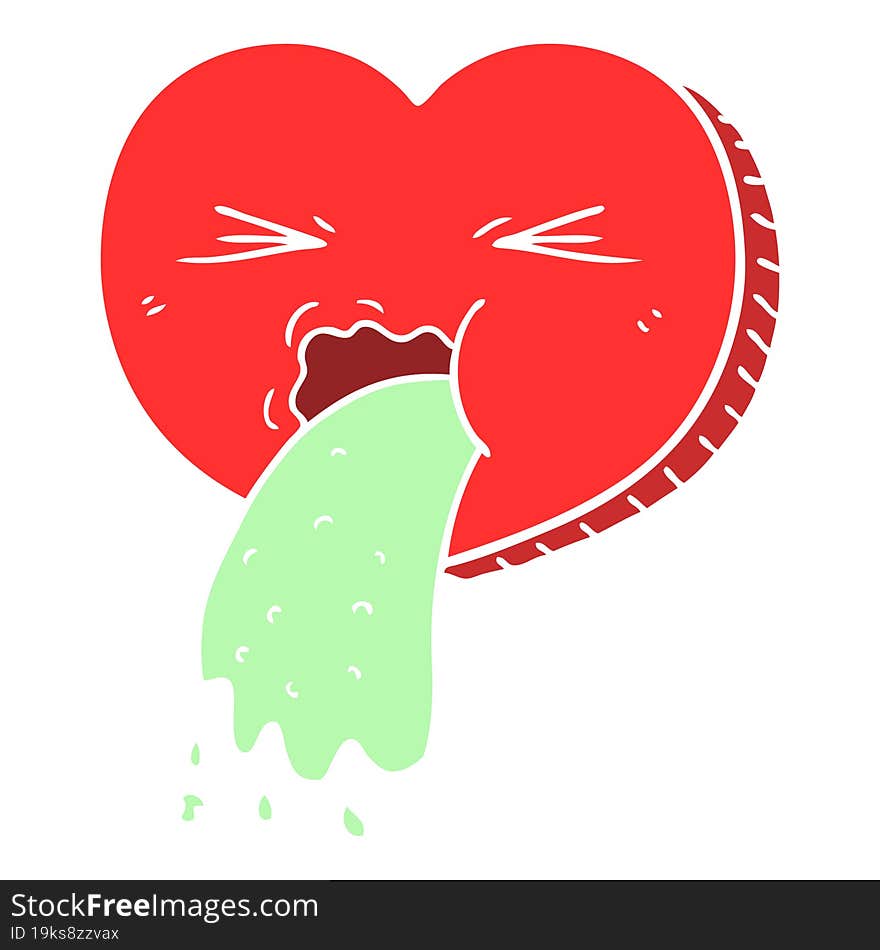 flat color style cartoon love sick heart