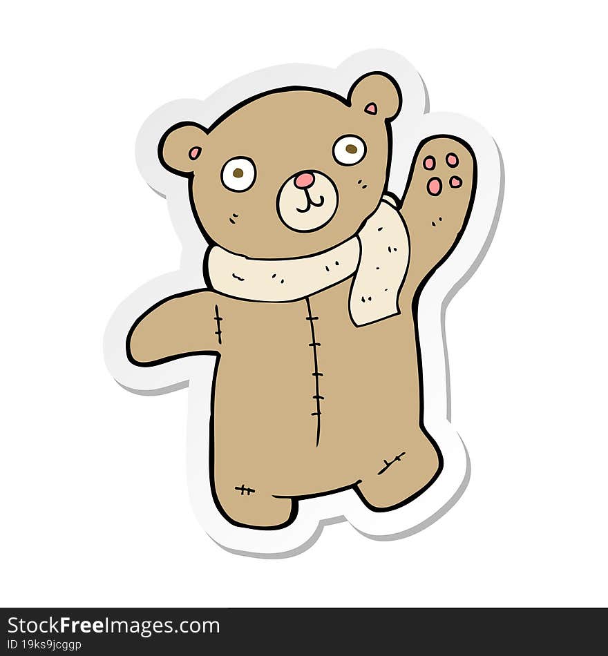 sticker of a cute cartoon teddy bear