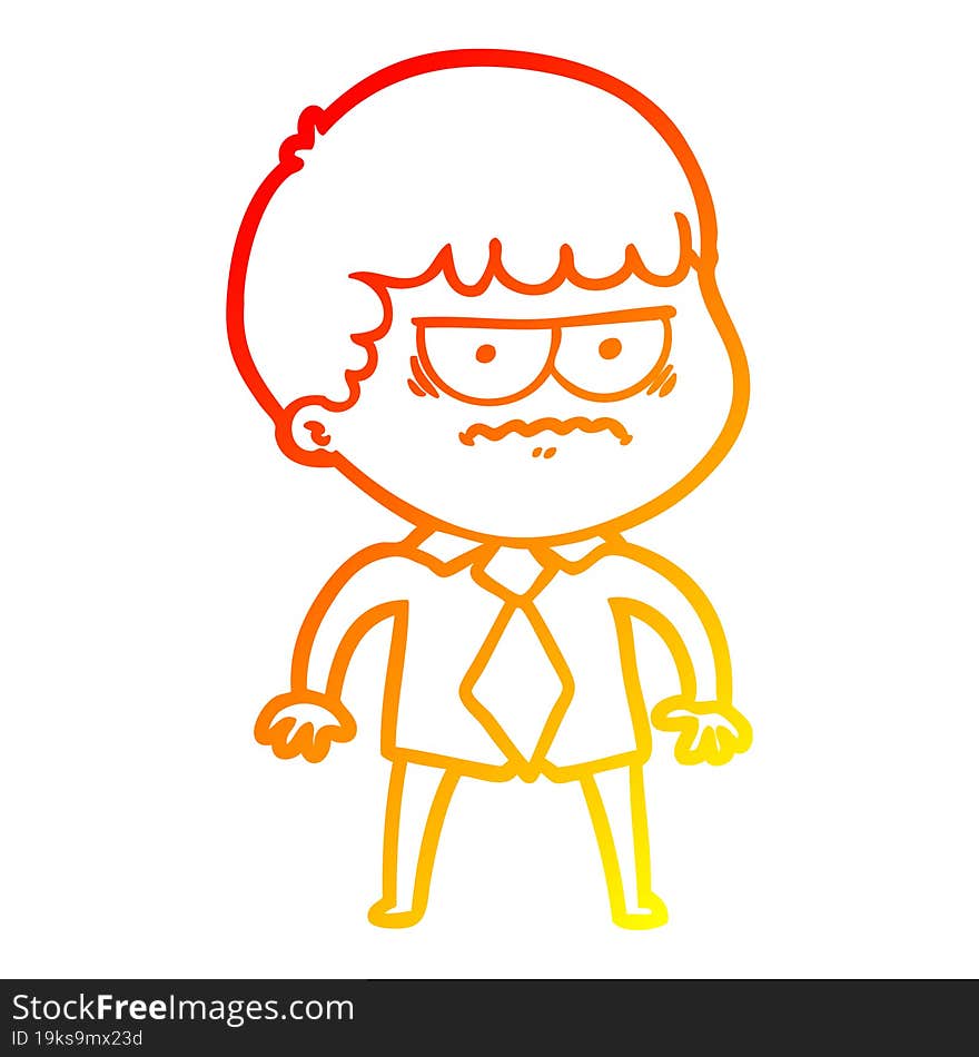 warm gradient line drawing cartoon annoyed man