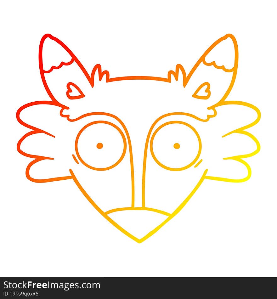 Warm Gradient Line Drawing Cartoon Startled Fox