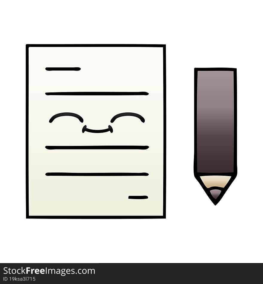 gradient shaded cartoon test paper