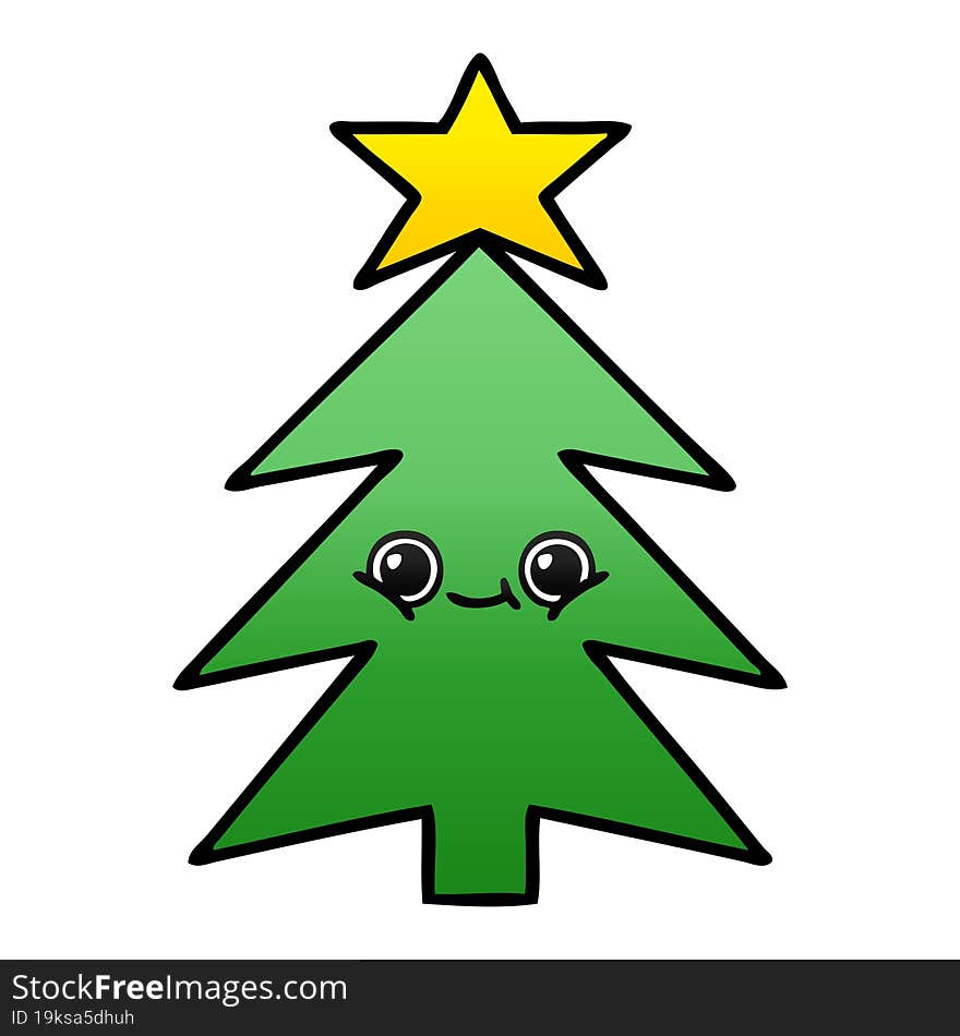 gradient shaded cartoon of a christmas tree