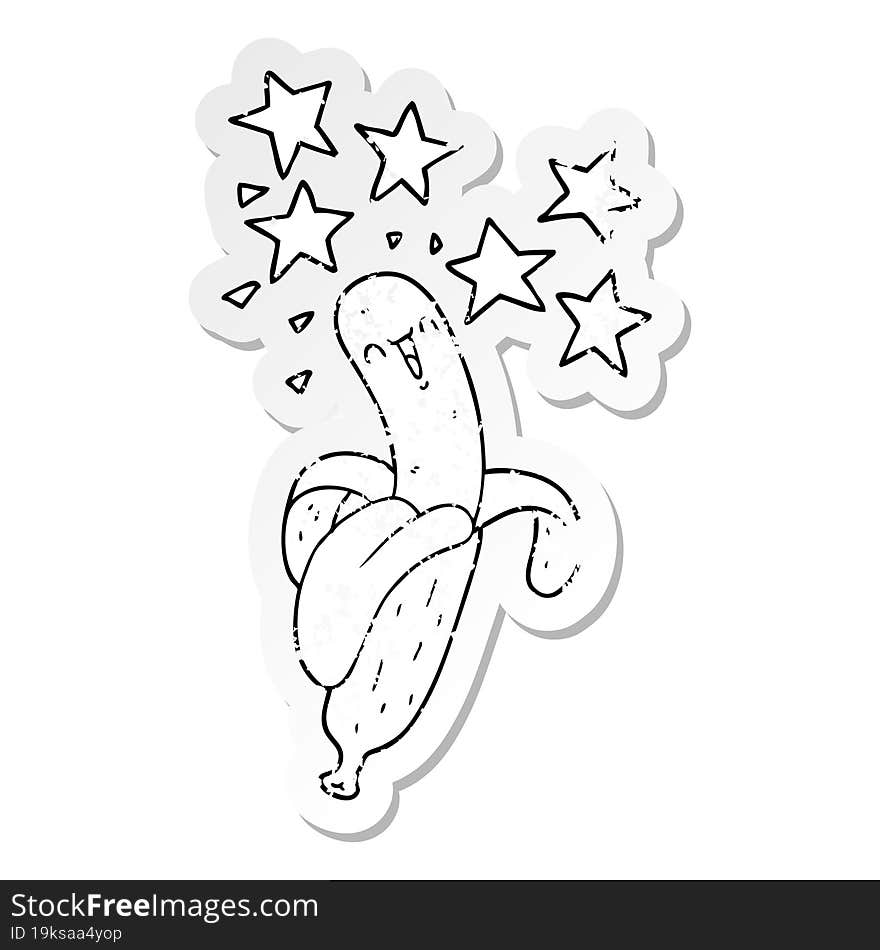 distressed sticker of a cartoon magic banana