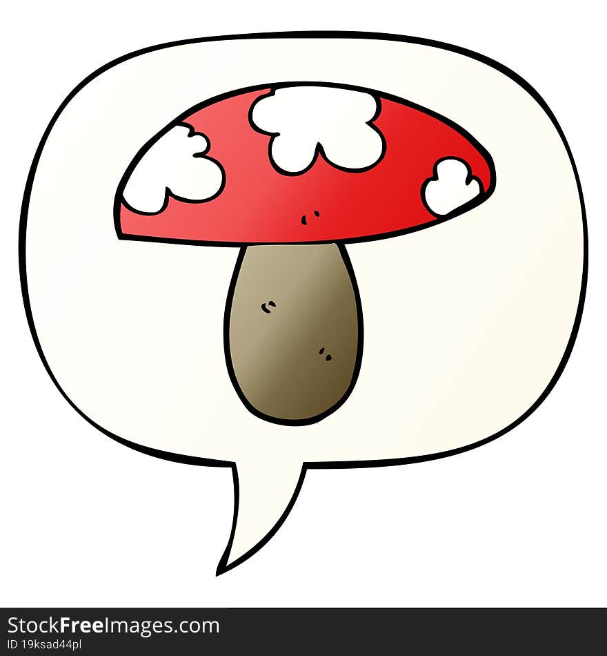 Cartoon Mushroom And Speech Bubble In Smooth Gradient Style