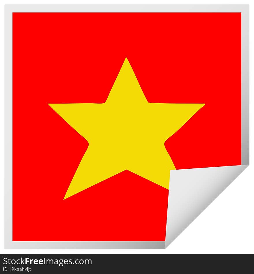 square peeling sticker cartoon of a gold star