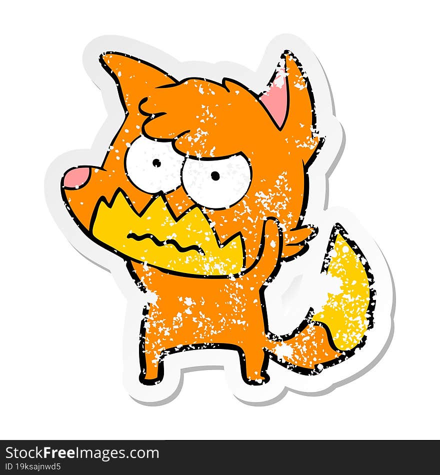 Distressed Sticker Of A Cartoon Annoyed Fox