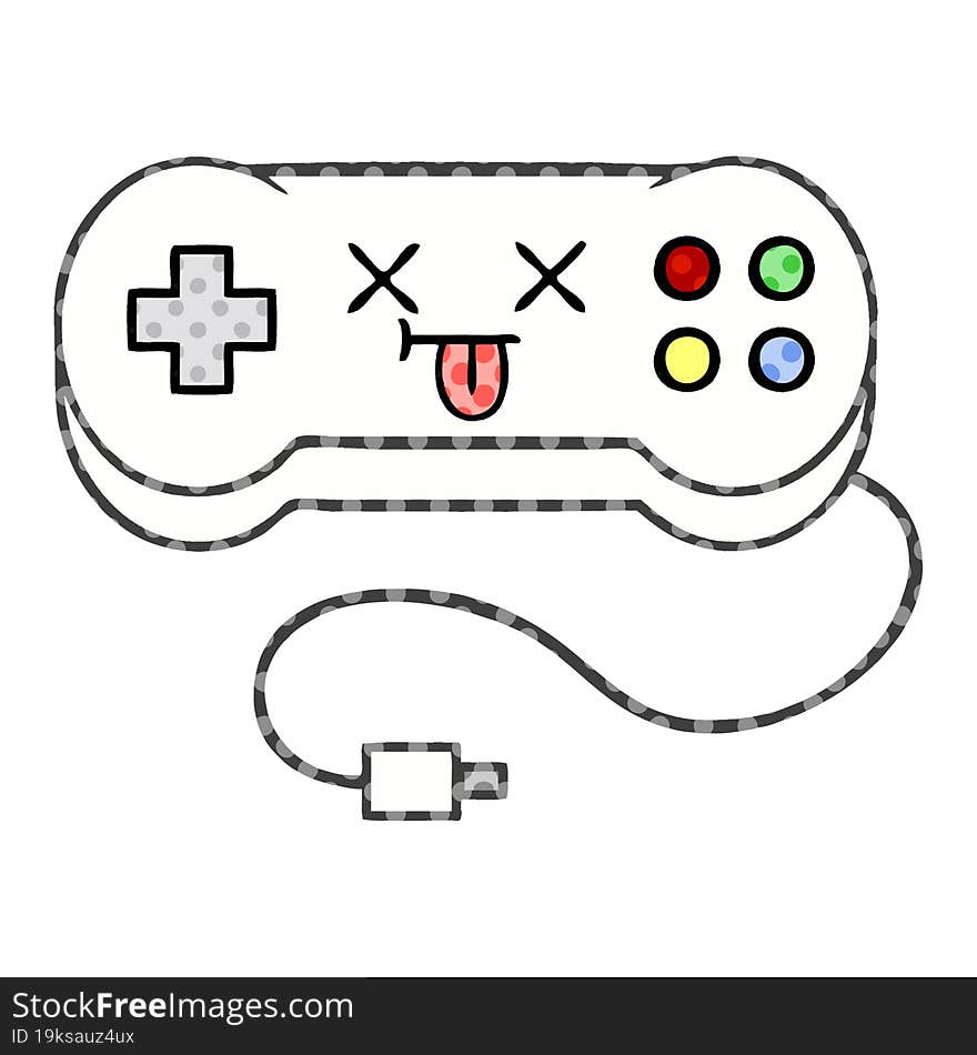 comic book style cartoon game controller