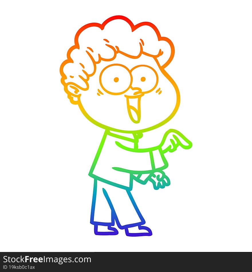 rainbow gradient line drawing cartoon happy man