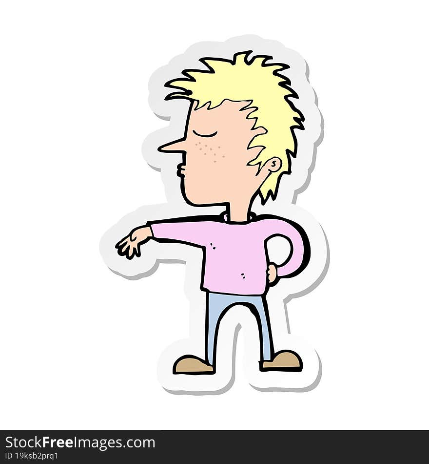 Sticker Of A Cartoon Man Making Camp Gesture