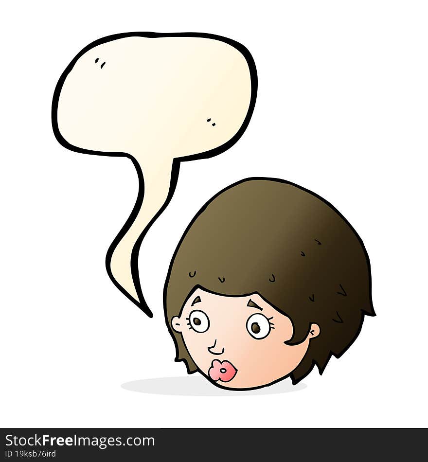 Cartoon Girl With Concerned Expression With Speech Bubble